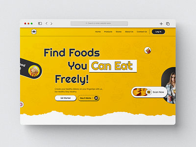 Food Scanner App-Landing Page app app design app ui calorie tracker calories diet food food scanner foodtech healthy food hygienic food landing page mobile app mobile app design scanner ui ui design