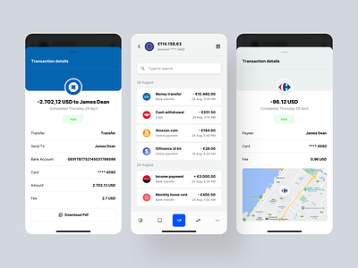 Transactions List and Details from Banking App app bank banking dashboard details finance fintech list money money transfer payment paypal saas transaction transfer ui ui kit ux wallet wise