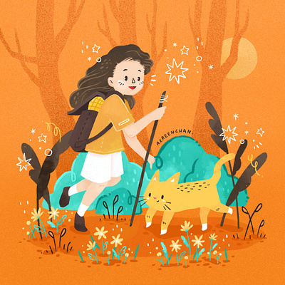 Adventure Time ! adventure camp camping cat cute flower illustration nature