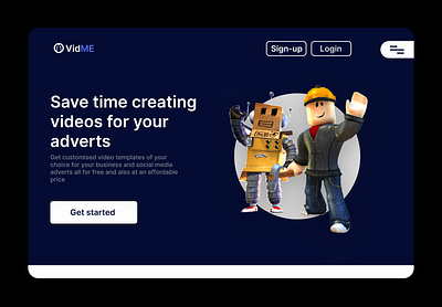 Landing page design for a video creation website. activity app design ui ux