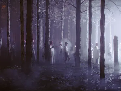 Visitation 3d c4d cgi concept design environment design fog forest lighting octane textures trees vfx