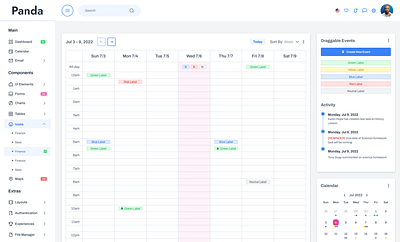 Dashboard UI design for enterprise - Events templates app calendar design events excel figma material planner templates ui ui kit