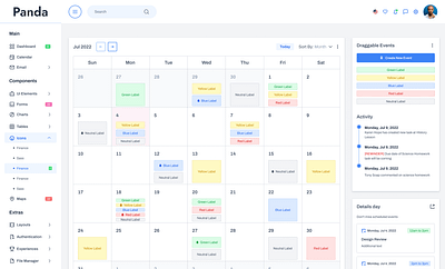 Dashboard UI design for enterprise - Calendar templates app calendar dashboard design desktop events figma material planner templates ui ui kit web