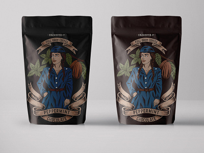 Full Body Coffee - Peppermint Chocolate branding classic coffee handdrawn illustration packaging victorian vintage