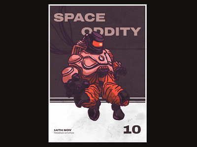 SPACE ODDITY | POSTER DESIGN art astronaut astronauts daily poster design digital art galaxy graphic design illustration modern poster poster design poster design 101 poster design challenge retro retro modern space space travel typography vintage