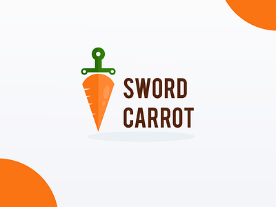 SWORD AND CARROT LOGO COMBINATION brand branding carrot carrot logo color design dual meaning design dual meaning logo illustration logo meaningful logo prio hans sword sword logo typography vector