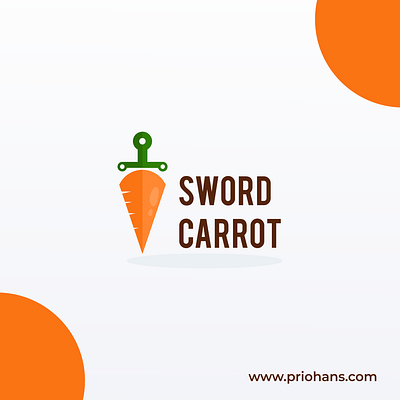 SWORD AND CARROT LOGO COMBINATION brand branding carrot carrot logo color design dual meaning design dual meaning logo illustration logo meaningful logo prio hans sword sword logo typography vector