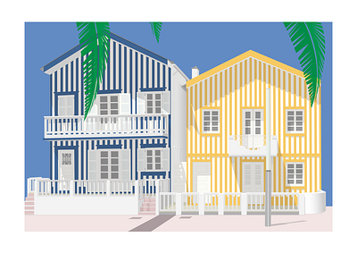 Palheiros da Costa Nova #1 architecture art aveiro branding colorful design drawing graphic design illustration logo portugal portuguese typography vector