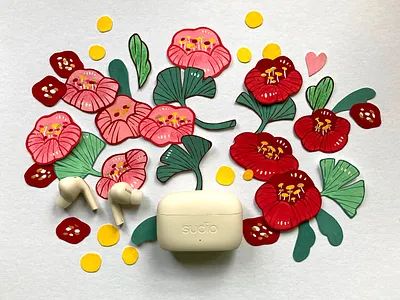 A collab with Sudio acrylic paint colours earphone flower natural nature paint props sudio