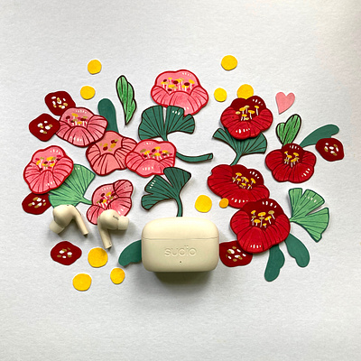 A collab with Sudio acrylic paint colours earphone flower natural nature paint props sudio