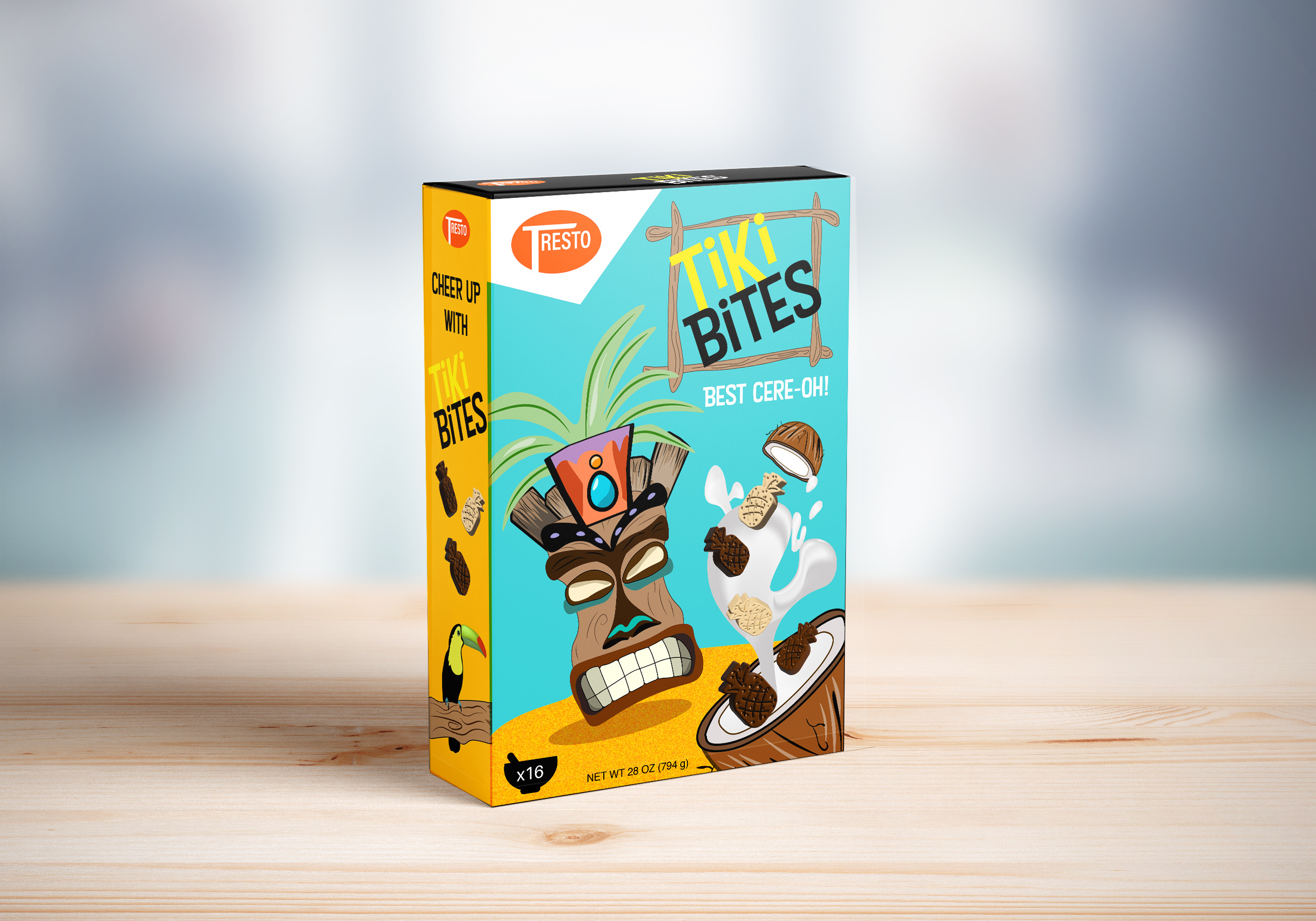 Example of Cereal Box Design Tiki Bites