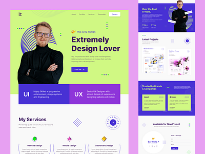 Personal portfolio landing page design freelancer homepage landing landing page personal portfolio rz ruman theme ui user interface ux web design website