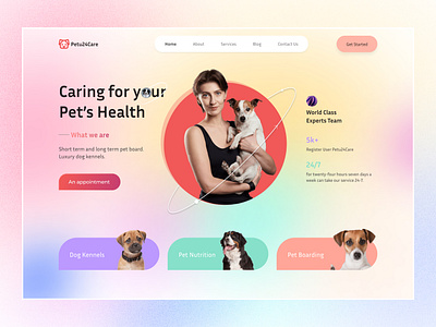 Pet Care Agency Website animal care dog landing page pet pet care pet gromming pet shop pet store ui veterinarian web design website