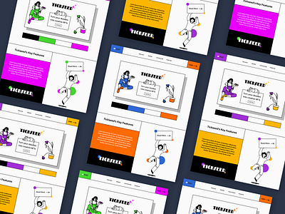 TickSeed - Landing Page Design colourful contrast design doodle features graphic design high contrast illustration landing landing page light nft reto retro style ui ui design uidesign uiux ux