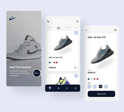 Nike e-commerce app 3d app branding design graphic design illustration logo typography ui ux vector
