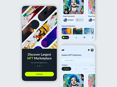 NFT Marketplace Mobile App UI 3d android app design animation art branding crypto design graphic design illustration ios app design logo marketplaces mobile app mobile app ui design mobile uiux muslim nft ripon ui ui design