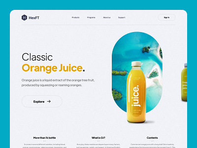 Orange Juice Landing Page button cart fruit hero section juice landing landing page minimal orange poster shop website