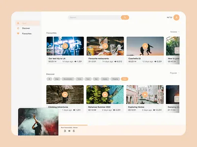 Video platform dashboard miniatur player navigation player search slider menu tags ui ui design uxdesign video video platform video player webdesign