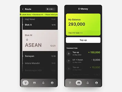 Commuter Line MRT Train UI - Design Exploration apps clean commuter dark design emoney exploration gradient minimalist mobile swiss train travel ui ux