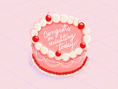 Congrats on adulting! adulting cake cake aesthetic congratulations cute digital art digital illustration illustration