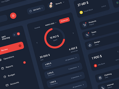 Dark UI element Financial planning components dashboard design finance makeevaflchallenge makeevaflchallenge4 marketing offer platform service ui uiux ux