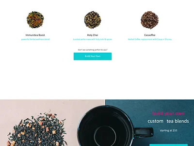 Custom Tea Landing Page app design clean design landing page modern design prototype ui ui ux