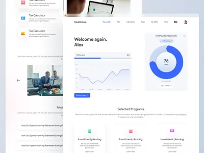 WEALTH TRACKER WEB VIEW admin bank banking blue clean dashboard design home landing minimal service tracking ui ux web