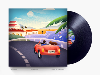 Digital Vinyl Cover Illustration branding car cover design digital drawing illustration illustrator marketing music package design roadtrip seaside song soundcloud summer sunny vinyl vinyl cover