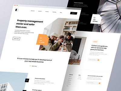 PROPERTY MANAGEMENT LANDING clean design flat home landing page manage minimal property real estate service ui ux web website white