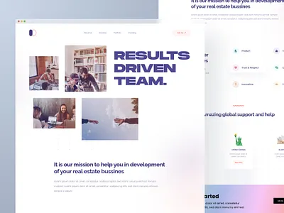 BUSINESS DEVELOPMENT LANDING branding clean design home landing page minimal modern real estate service team ui ux web website