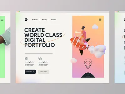 PORTFOLIO CREATOR brand button clean design home illustration landing minimal portfolio service ui ux web