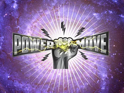 Power Move Logo abstract logo branding business logo custom logo electric fist font based galaxy illustration logo logo design move power
