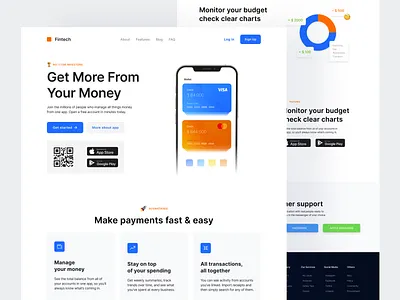 Banking App Landing Page bank card banking app credit card financial app landing page website