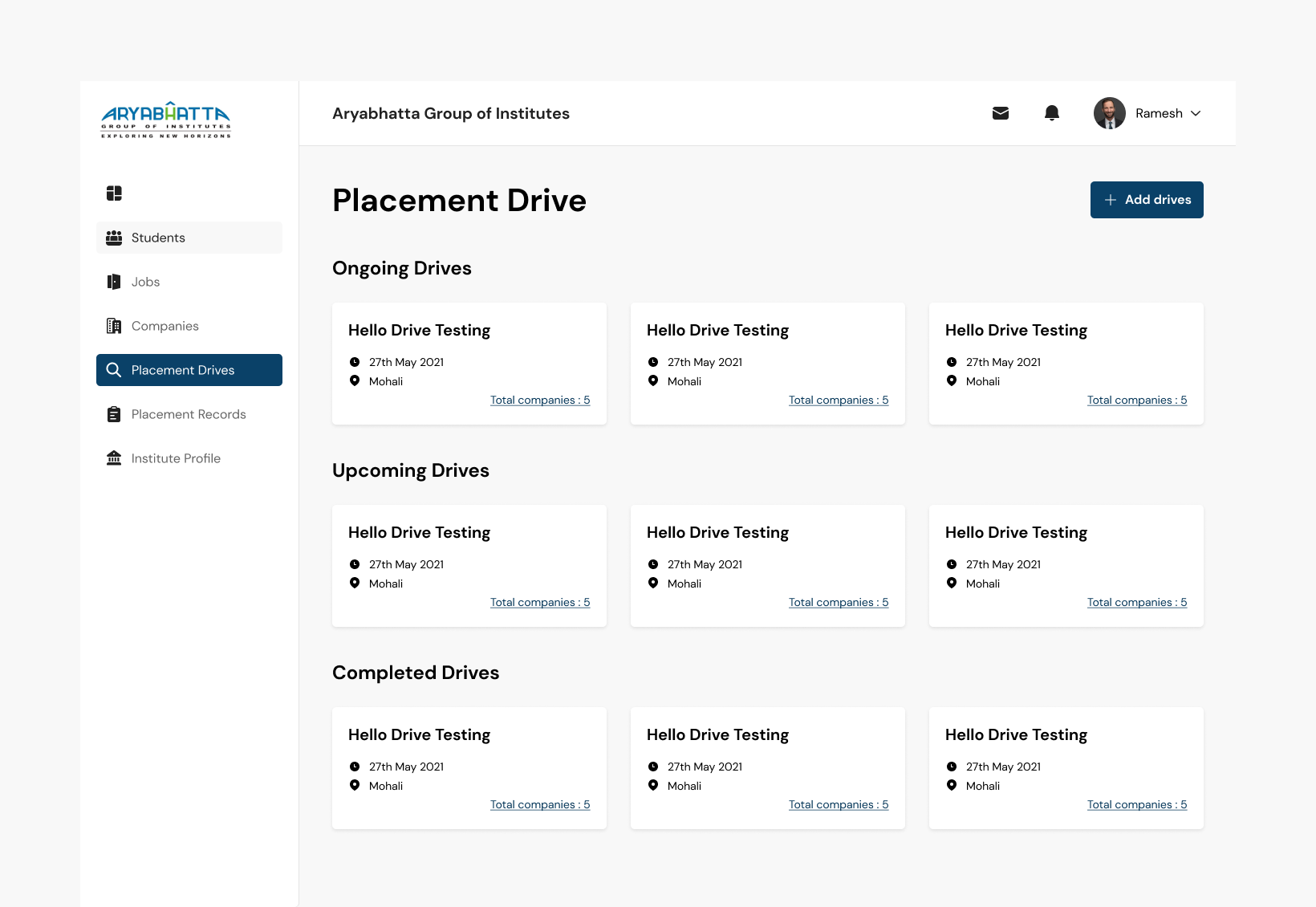 Placement Drive(Admin module) by artisfreedom on Dribbble