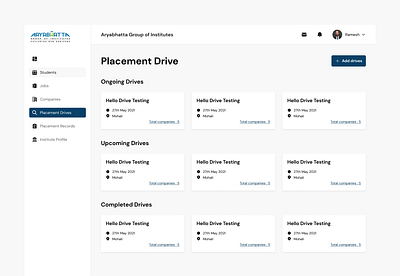 Placement Drive(Admin module)