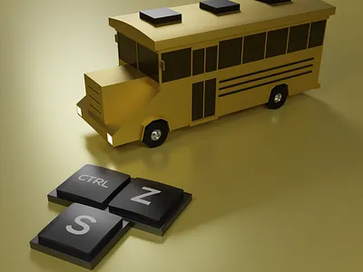 CGI School Bus | 3D Model 3d 3d desing 3d modeling 3ds max art blender cgi design logo lowpoly nft render