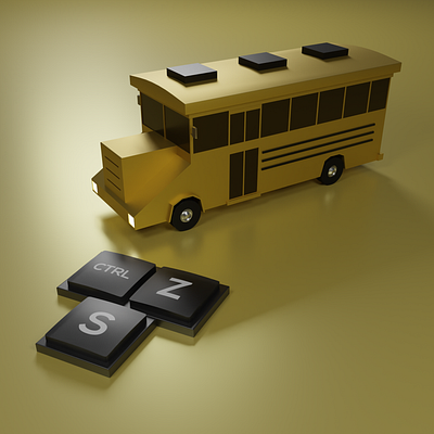 CGI School Bus | 3D Model 3d 3d desing 3d modeling 3ds max art blender cgi design logo lowpoly nft render