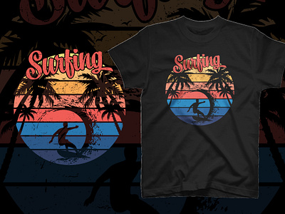 Surfing summer graphic t shirt design hawaii river