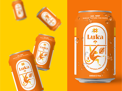 Luka | logo, brand identity and packaging design brand design brand identity branding can drink drop fruit jungle logo logotype monkey orange package packaging design sign sparkling supplements symbol vitamin water