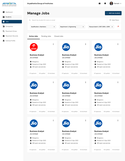 College Placement (Manage Job)