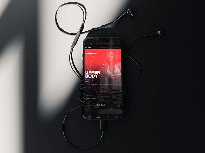 Smartphone Screen With Headphones Mockup PSD app branding device digital headphones mockup phone screen smartphone workspace