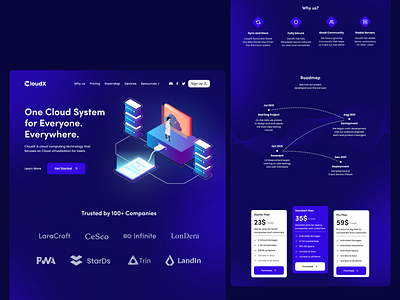 Cloud System Landing Page branding clean clean ui cloud graphic design illustration landing page logo minimalism mobile design ui ui design uiux user experience user interface ux ux design web design