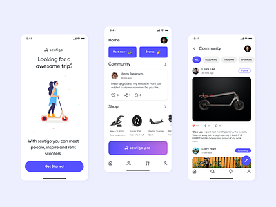 Scutigo - Electric Scooter App app clean community app figma graphic design minimal mobile mobile app poland ui ui design welcome screen