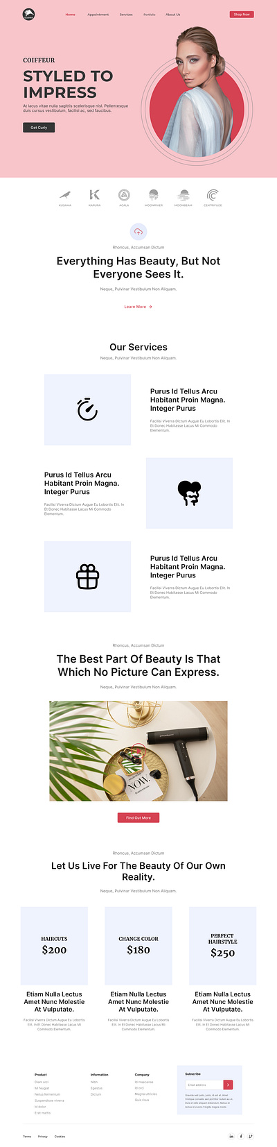 Hair Salon Landing Page design freelance design illustraion illustration ux design uxdesign webdesign website