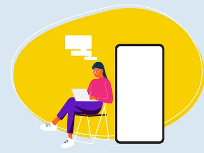 Young girl working on laptop bangladesh character character design design dhaka flat illustration illustration illustration art minimalism vector