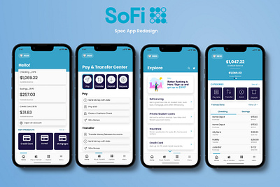 SoFi App Redesign design fintech neobank personal finance social finance sofi sofi bank ui ui designer uidesign uxdesign