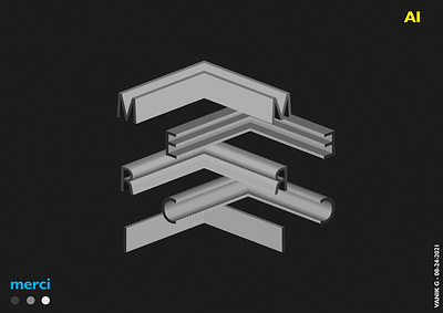 'merci' (experiment 4) - Adobe Illustrator 3d graphic design logo minimal typography