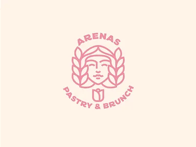 ARENAS PASTRY AND BRUNCH LOGO bakery logo design face logo food food logo logo minimal pastry logo vector woman woman face