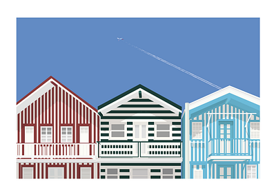 Palheiros da Costa Nova #2 architecture art aveiro branding colorful design drawing graphic design illustration logo portugal portuguese