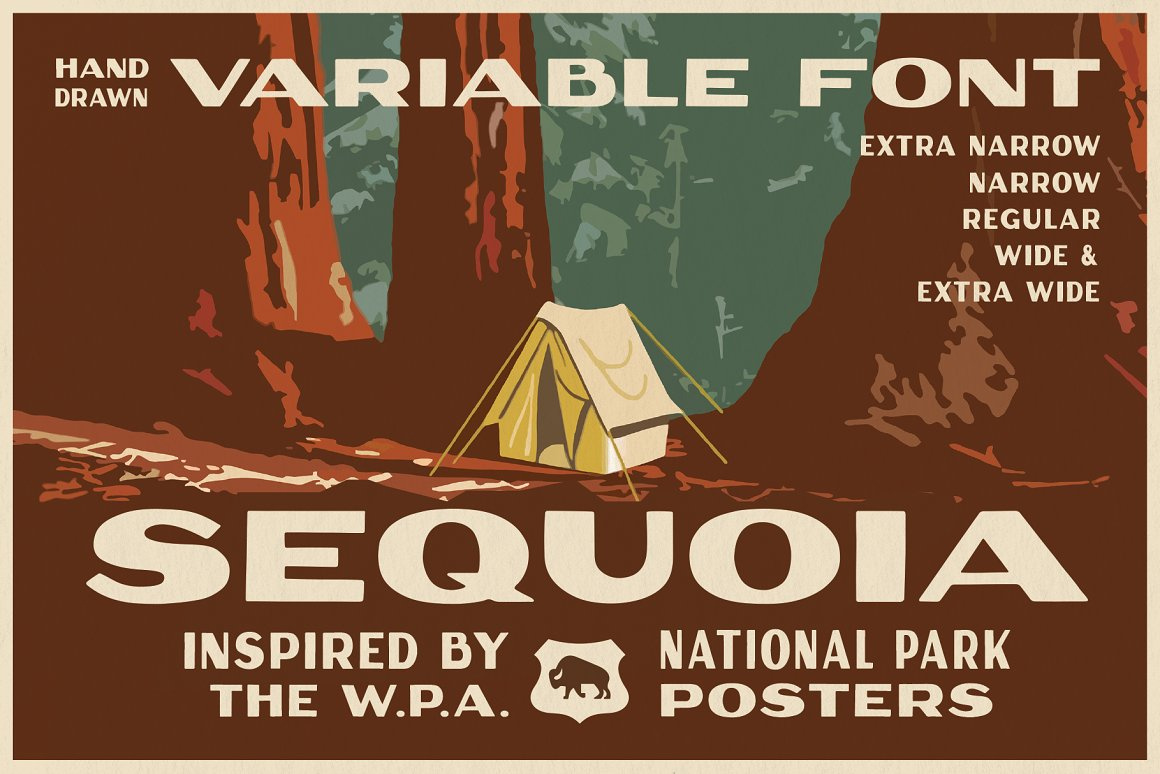 Sequoia Display approachable black bold camp display font display type forestry heavy national national park outdoorsy park retro font vintage font wide wpa